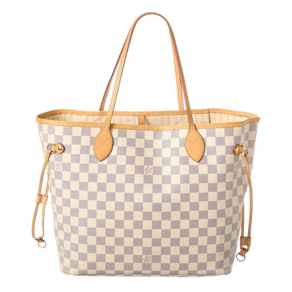 Louis Vuitton White Damier Azur Canvas Neverfull Mm (Authentic Pre-Loved)